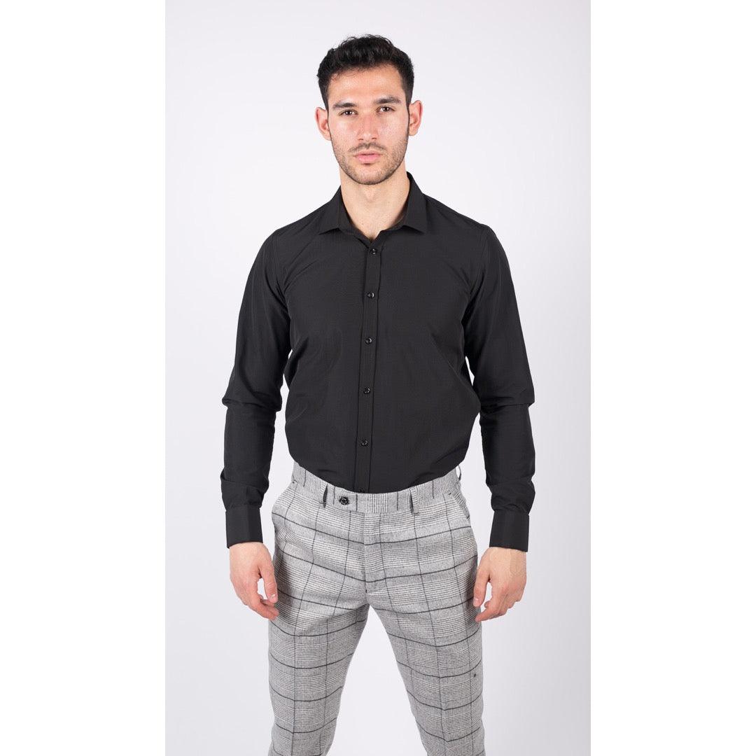 Mens White Nehru Classic Round Removable Collar Button Shirt Slim Regular Fit - Knighthood Store