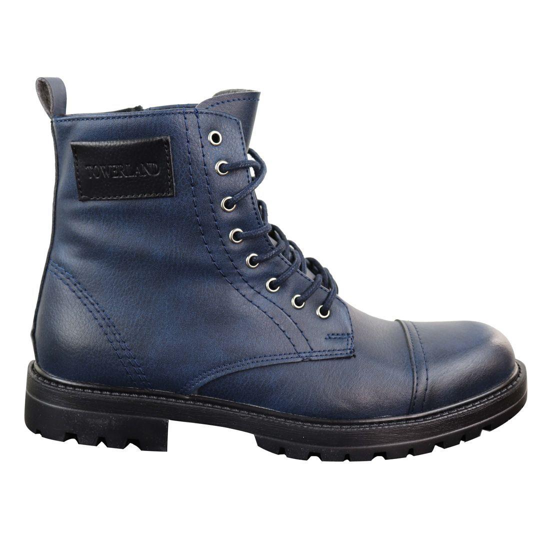 Mens Ankle Boots Military Army Laced Zip Casual Combat Vintage Classic Leather - Knighthood Store
