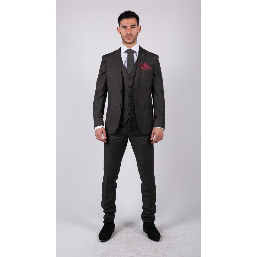Mens Dark Grey Charcoal 3 Piece Suit Classic Stitch Wedding Summer Prom Classic - Knighthood Store