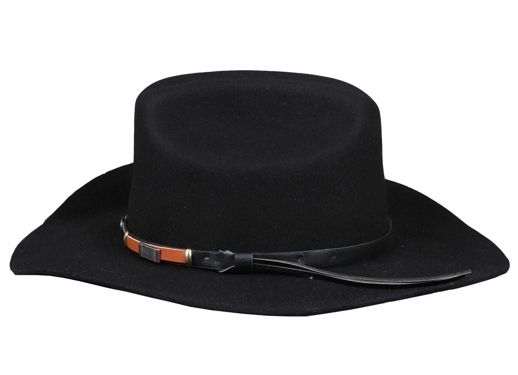 Men's Cowboy Hat 100% Wool Felt Wide Brim Fedora Western Cap - Knighthood Store