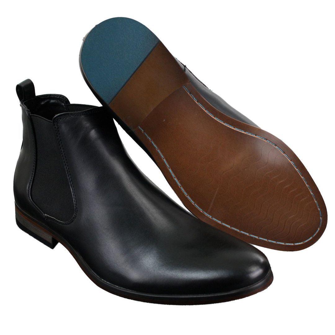 Mens Italian Leather Slip On Ankle Boots Smart Casual Desert Chelsea Dealer Brown - Knighthood Store