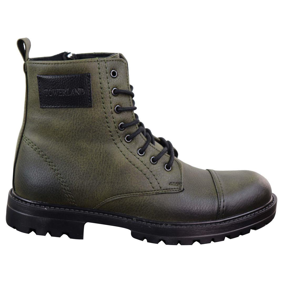 Mens Ankle Boots Military Army Laced Zip Casual Combat Vintage Classic Leather - Knighthood Store