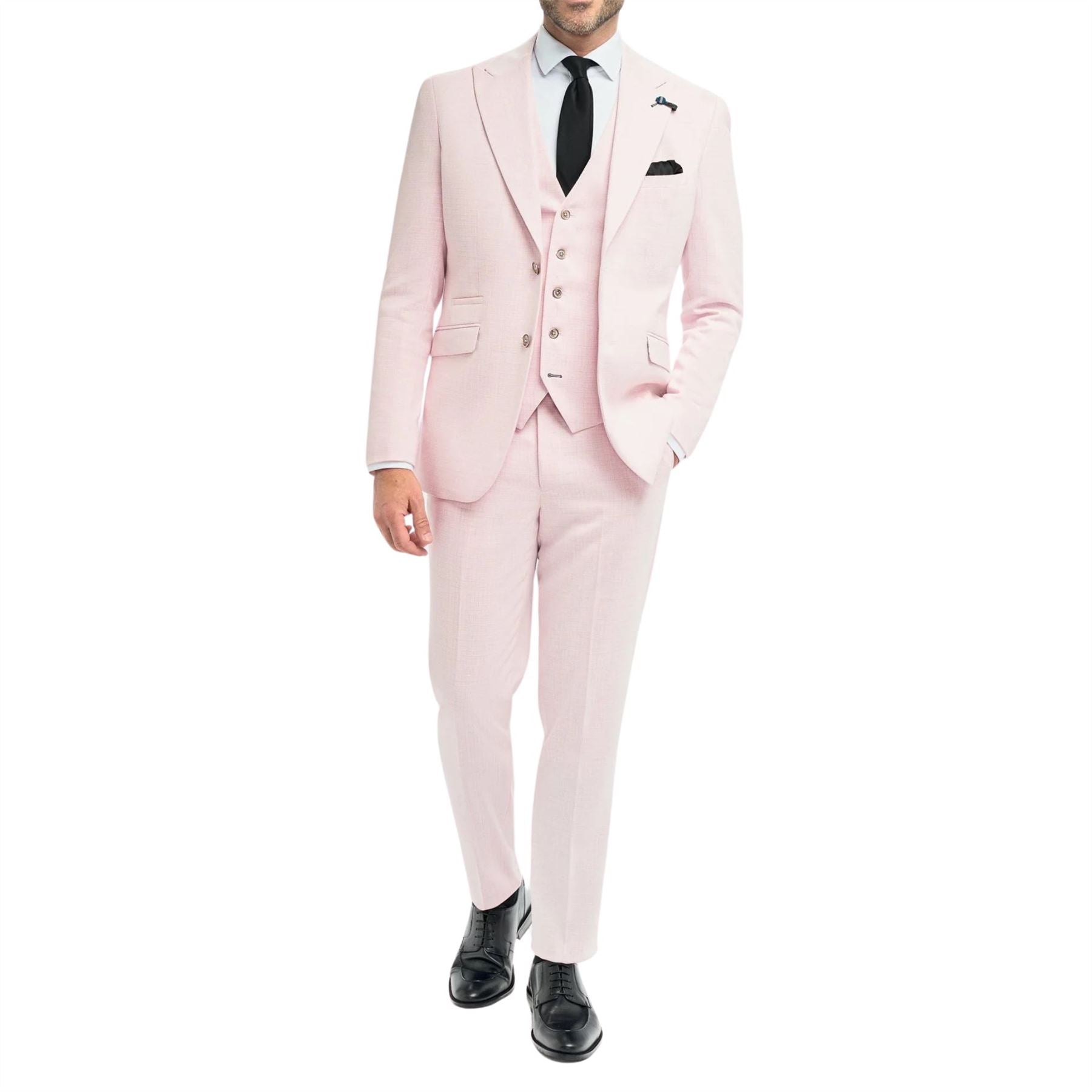 Men's Suit 3 Piece Pink Tailored Fit Wedding Prom Classic