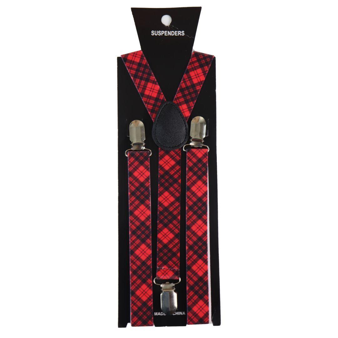 Mens Vintage Check Stripe Trouser Braces Suspenders 1920s Gatsby Peaky Blinders - Knighthood Store