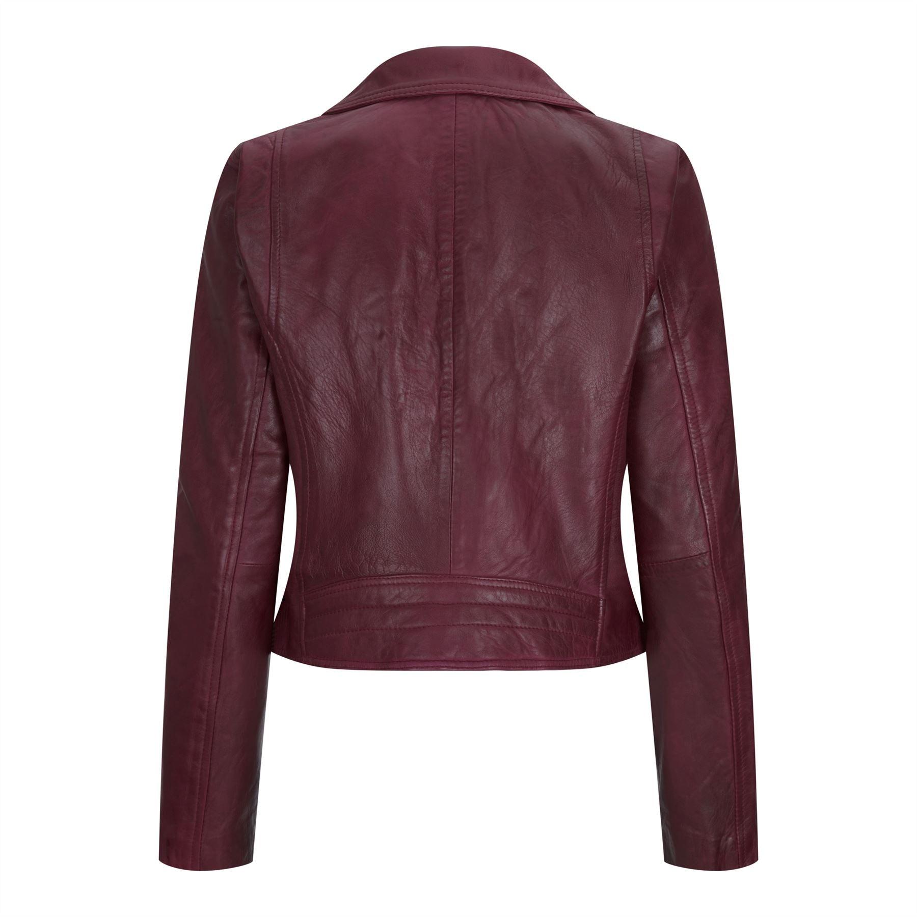 Womens Real Leather Biker Jacket Cross Zip Soft Slim Fit Brando Tan Brown Black Red Yellow - Knighthood Store