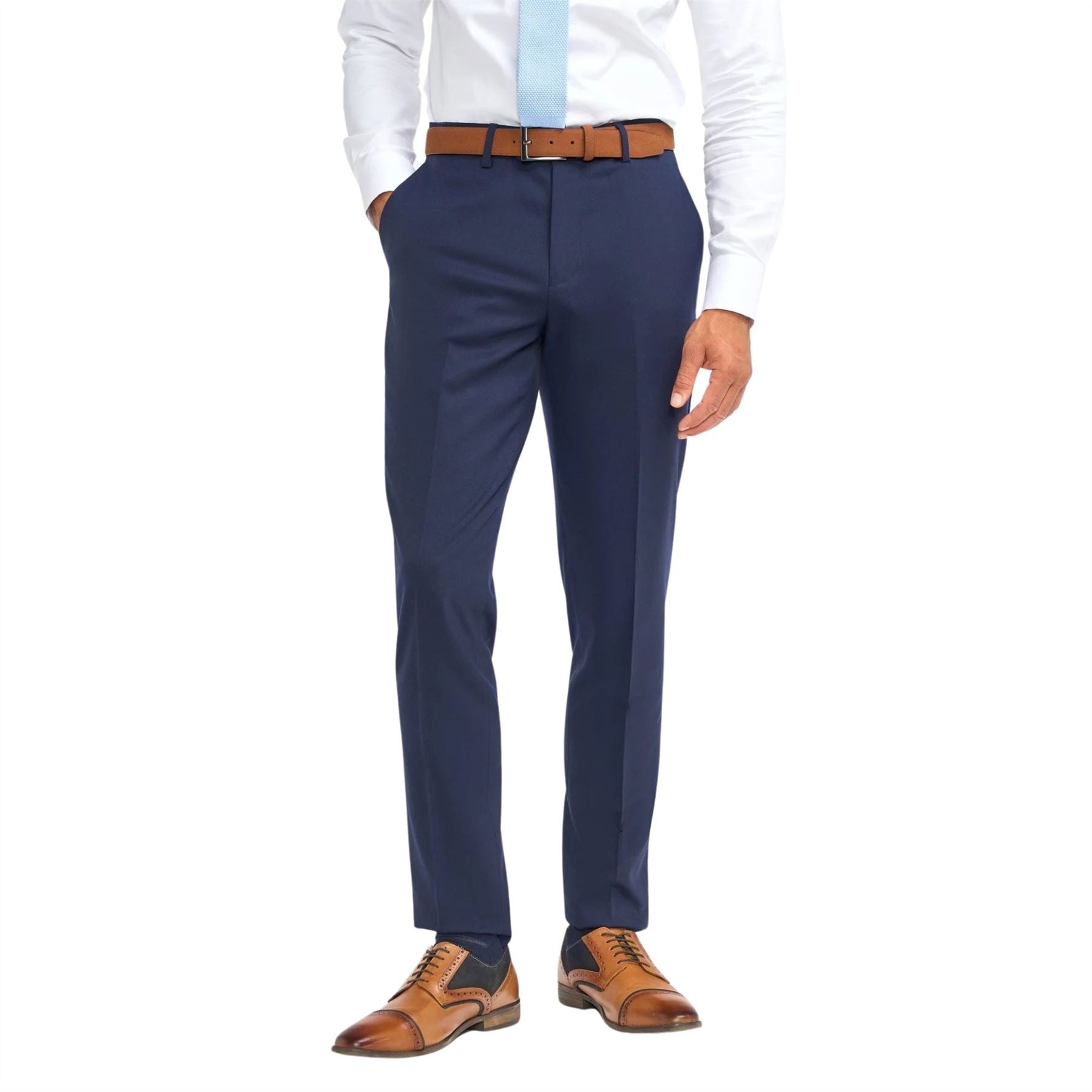 Men's Navy Blue Trousers Wool Formal Suit Pants