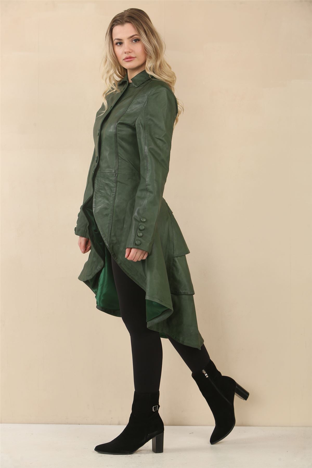 Women's Gothic Full Length Victorian Leather Coat