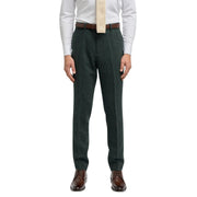 Thomas - Men's Olive Wool Blend Herringbone Tweed Trousers