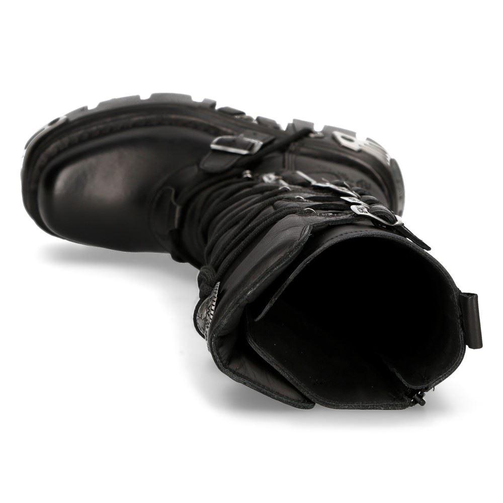 New Rock 272 Metallic Black Goth Knee High Zip Leather Buckle Boots Punk Emo - Knighthood Store