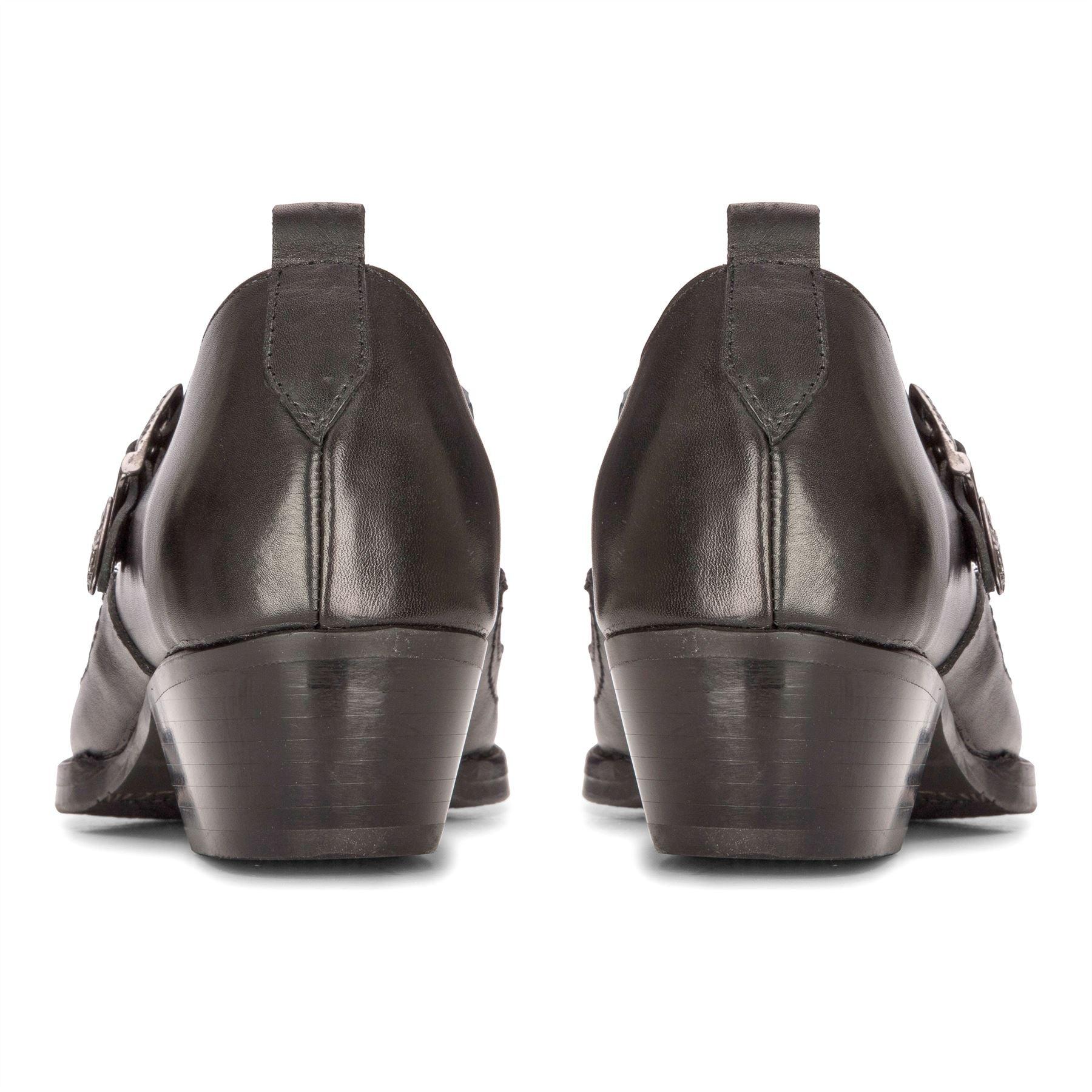 Mens Western Buckle Shoes Vintage Real Leather Dancing Riding Cowboy Classic - Knighthood Store