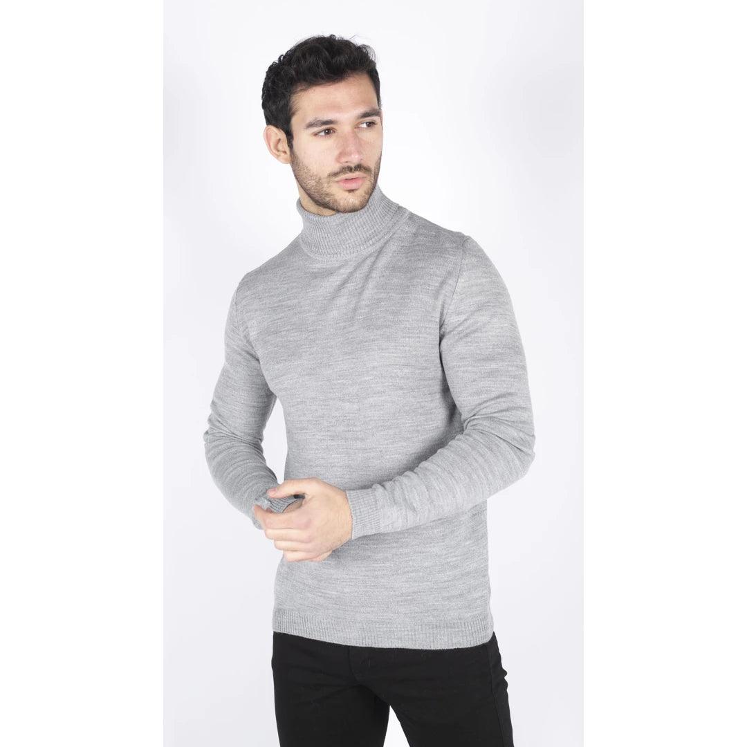 Mens Polar Neck Jumper Roll Neck High Turtle Neck Slim Fit Light Weight - Knighthood Store