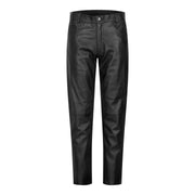 Womens Real Leather Jeans Trousers Casual Retro 1980s Vintage Black - Knighthood Store