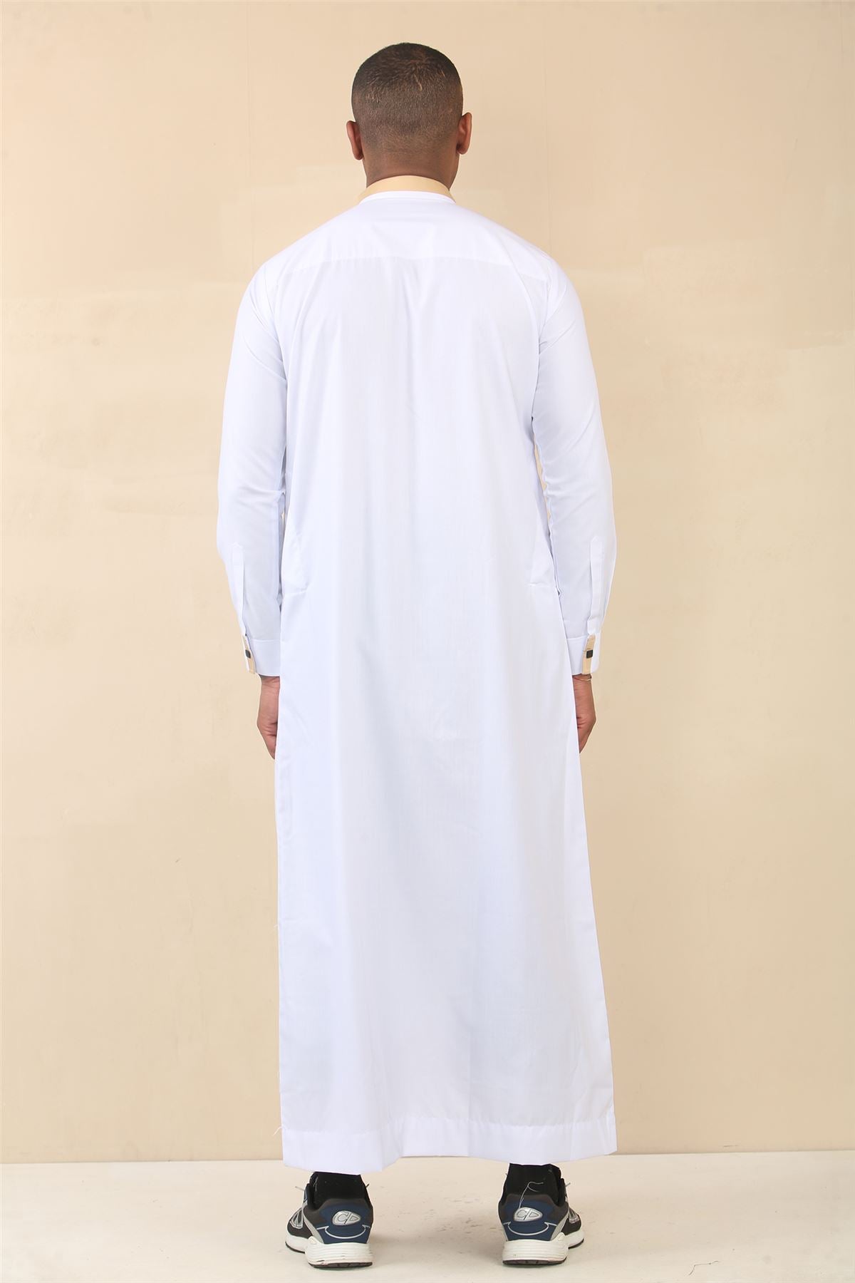 Men's Thobe Jubba Nehru Round Collar Islamic Clothing Muslim Kaftan Embroidery Eid Robe Saudi