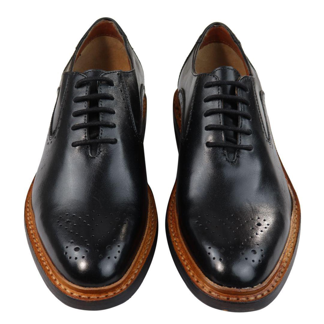 Mens Brogue Oxford Shoes Tan Brown Black Laced Leather Goodyear Welted - Knighthood Store