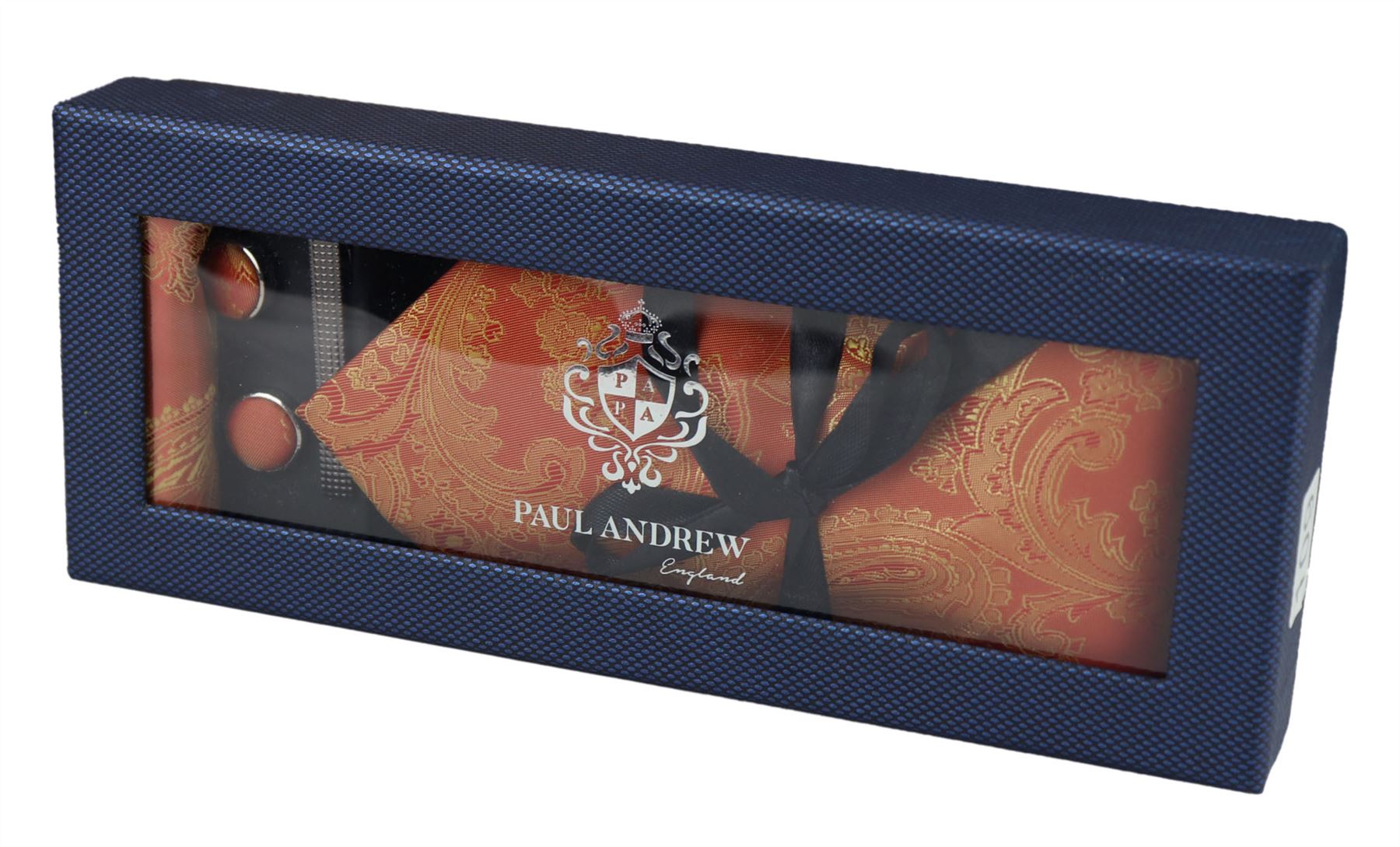 Paisley Neck Tie Gift Set Pocket Square Cuff Links Tie Floral Satin