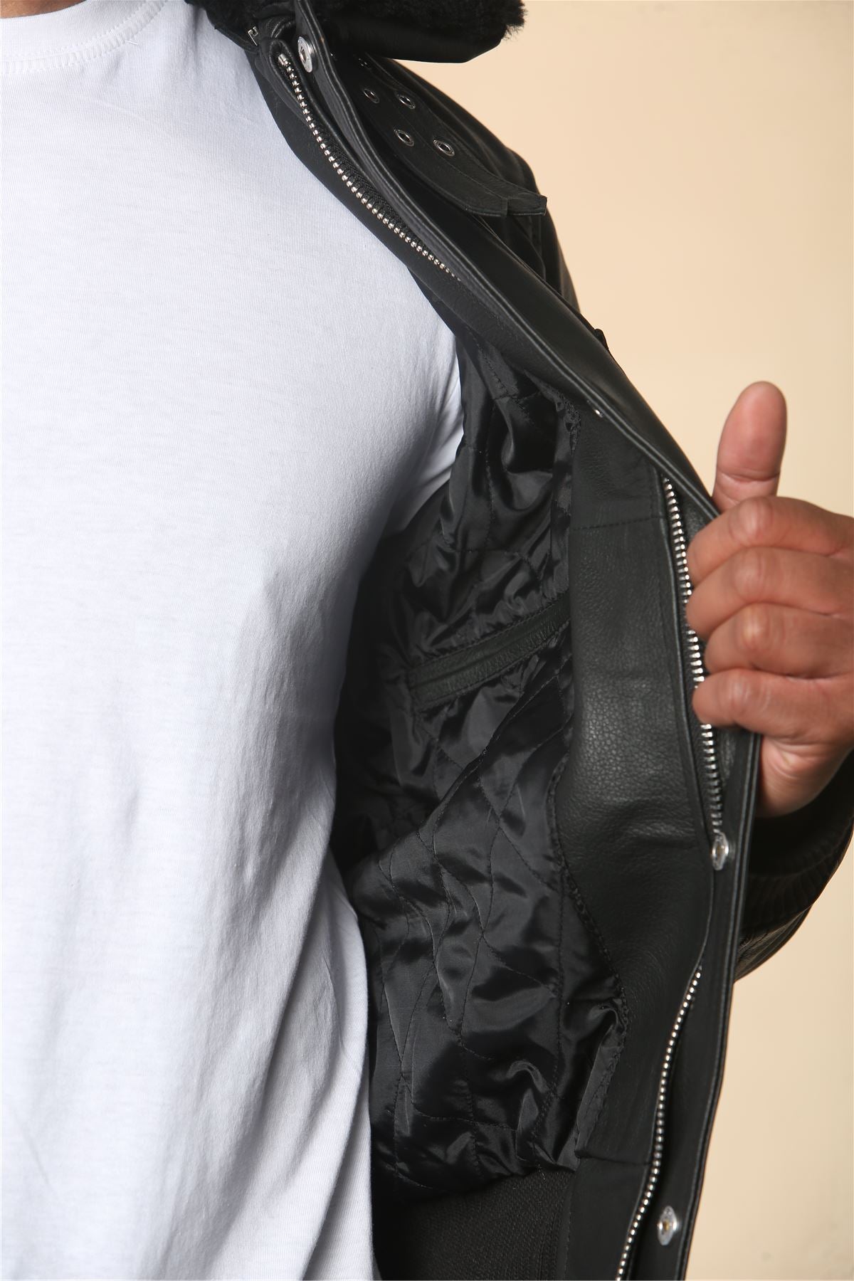 Men's Black Cowhide Aviator Bomber Leather Jacket