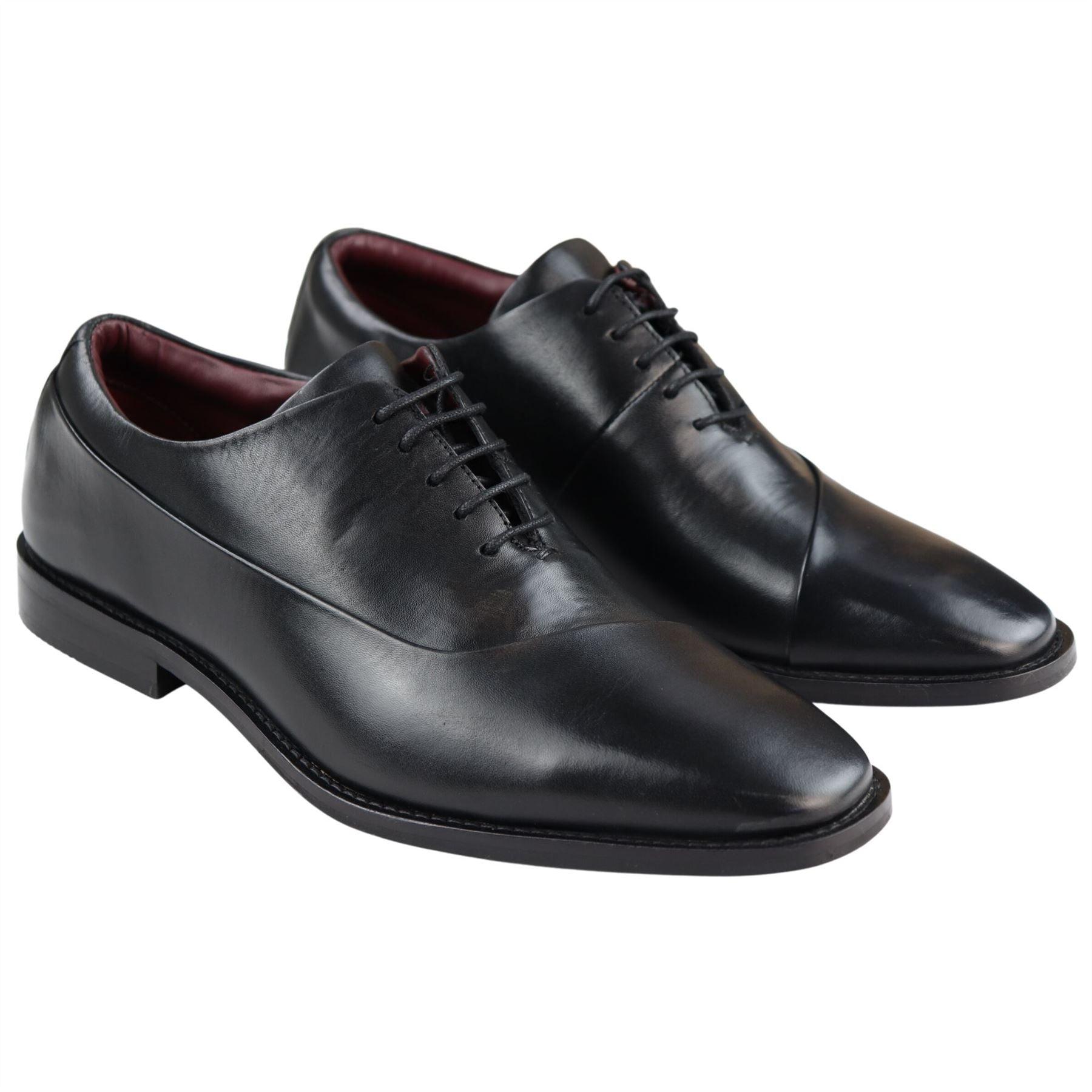 Mens Laced Real Leather Derby Shoes Smart Formal Classic Black Brown - Knighthood Store