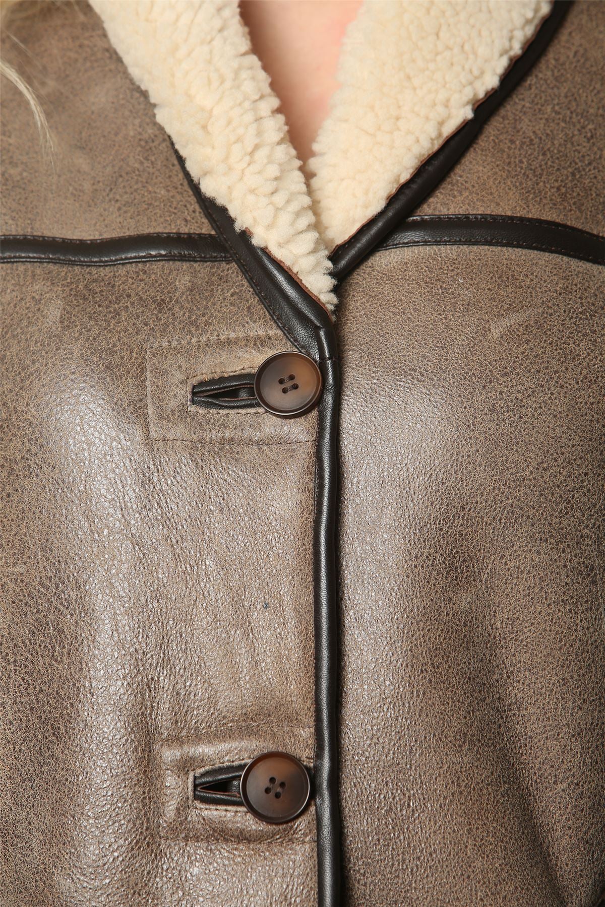 Women's Rustic Brown Shearling Leather Gilet