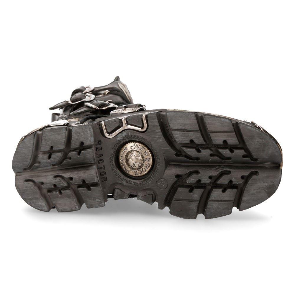 New Rock New Rock 591 S15 Camouflage Flame Metallic Black Leather Biker Goth Boot - Knighthood Store