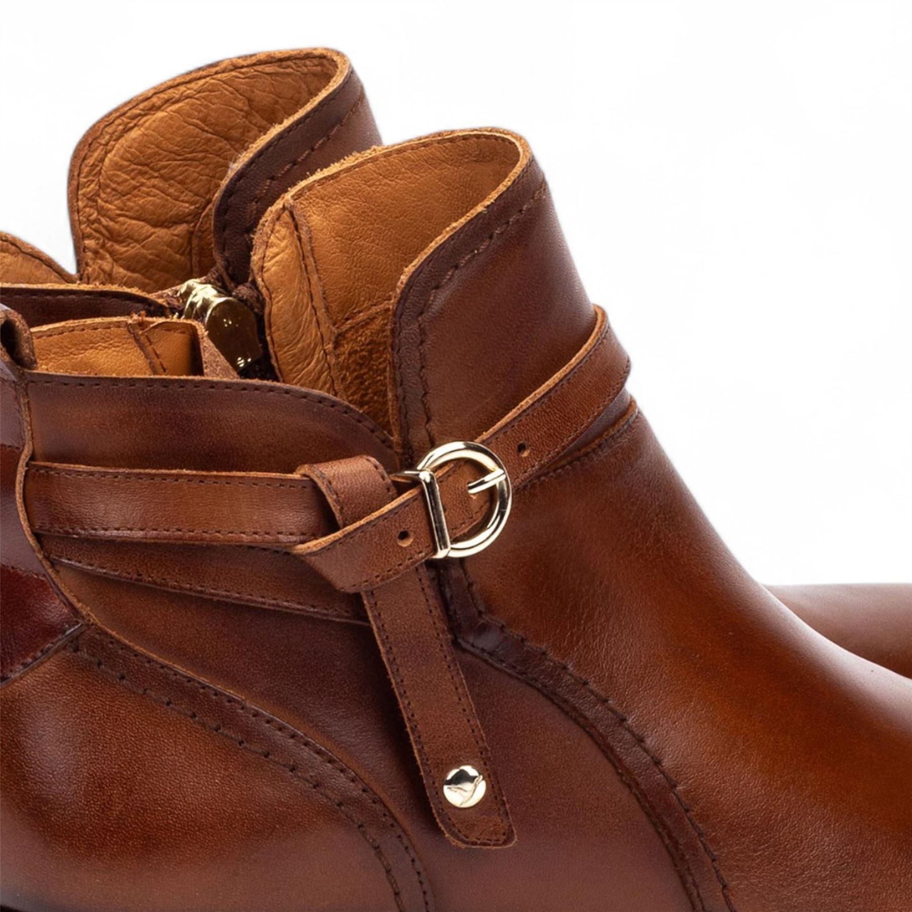 Daroca - Women’s Brown Leather Bootie Heeled Biker Boots