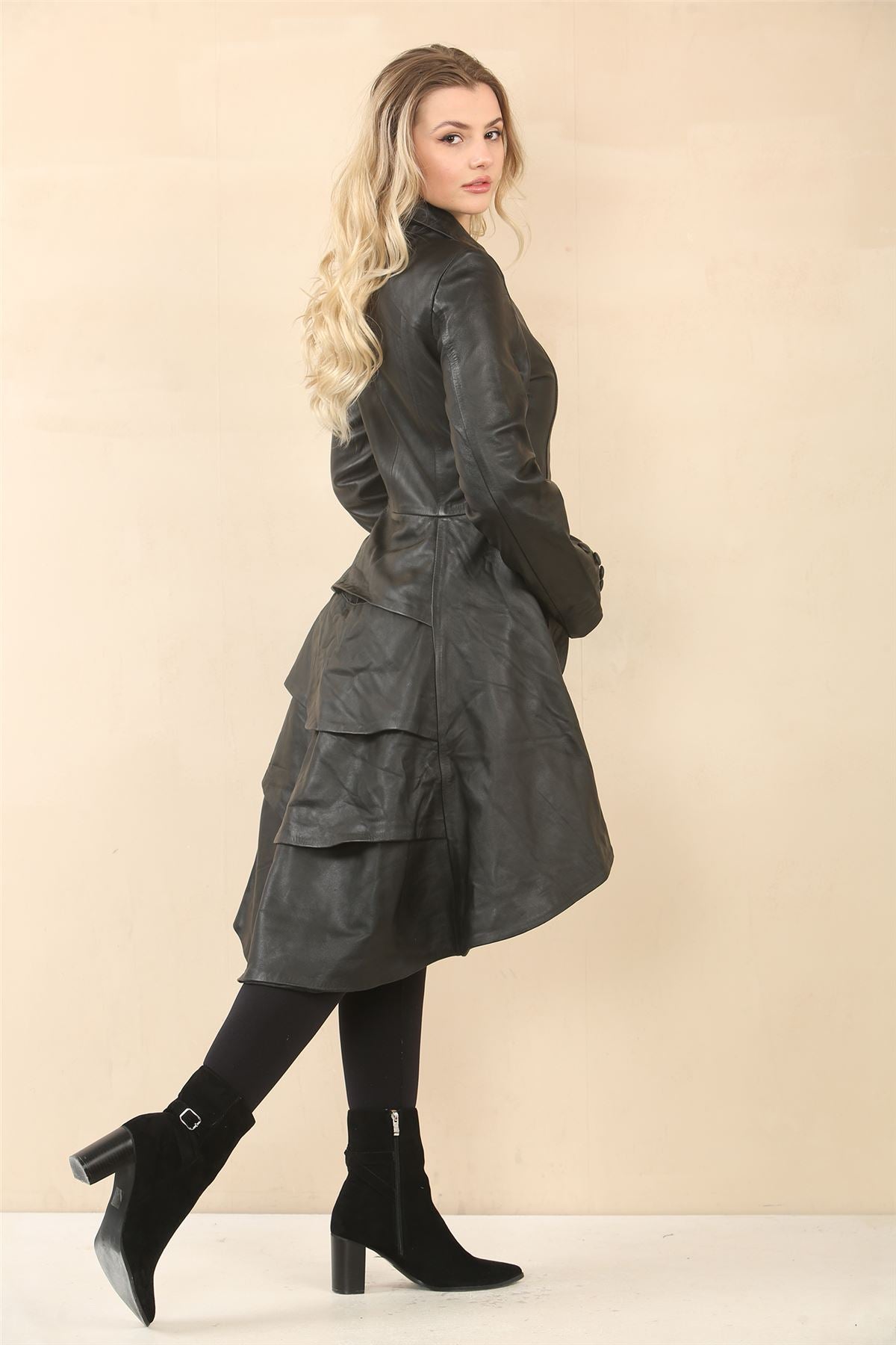 Women's Gothic Full Length Victorian Leather Coat
