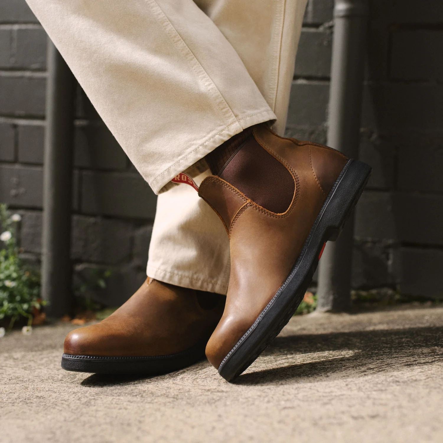 Booma 607 - Tan Brown Leather Chelsea Boots