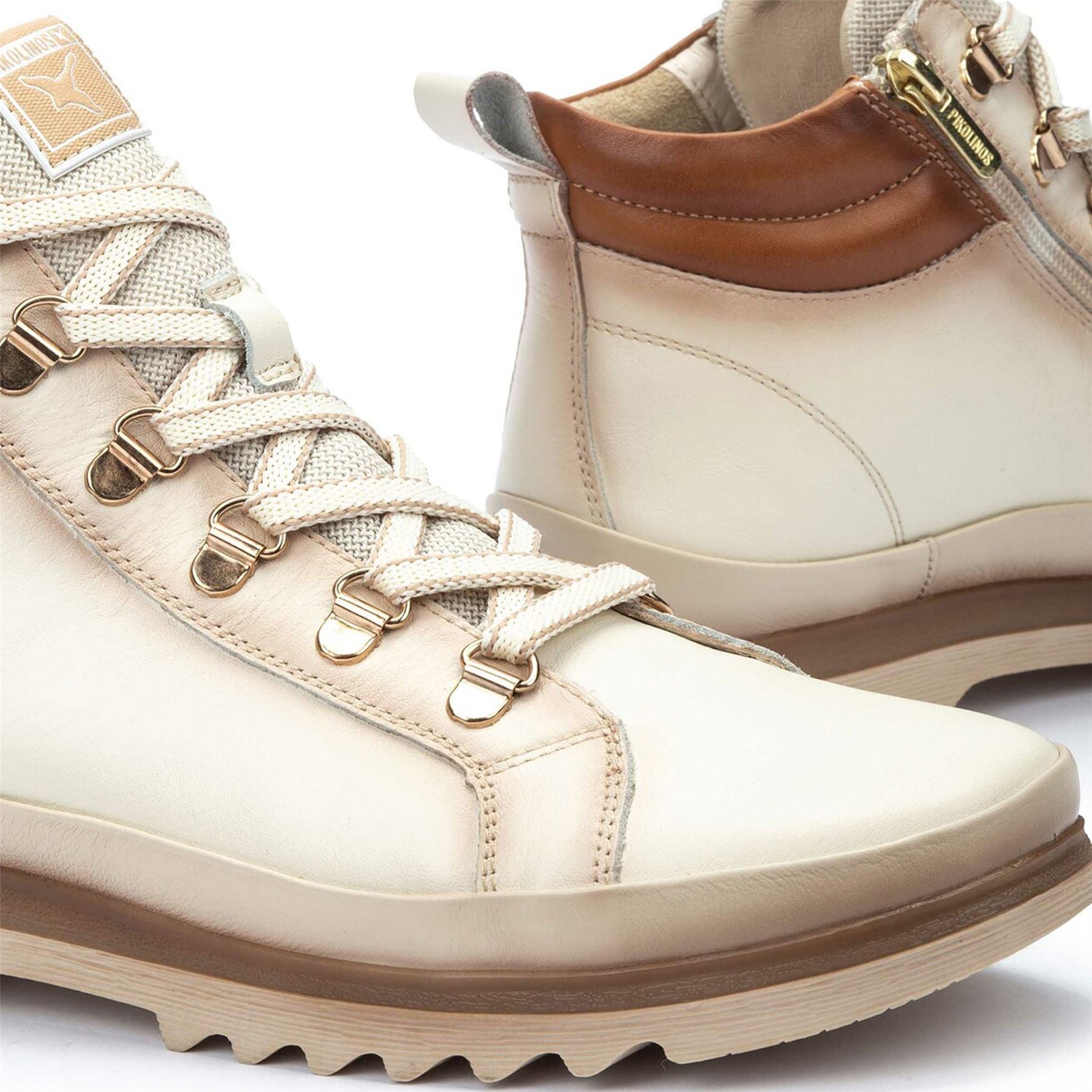 Vigo - Women’s Nata White Leather Ankle Trainers Boots