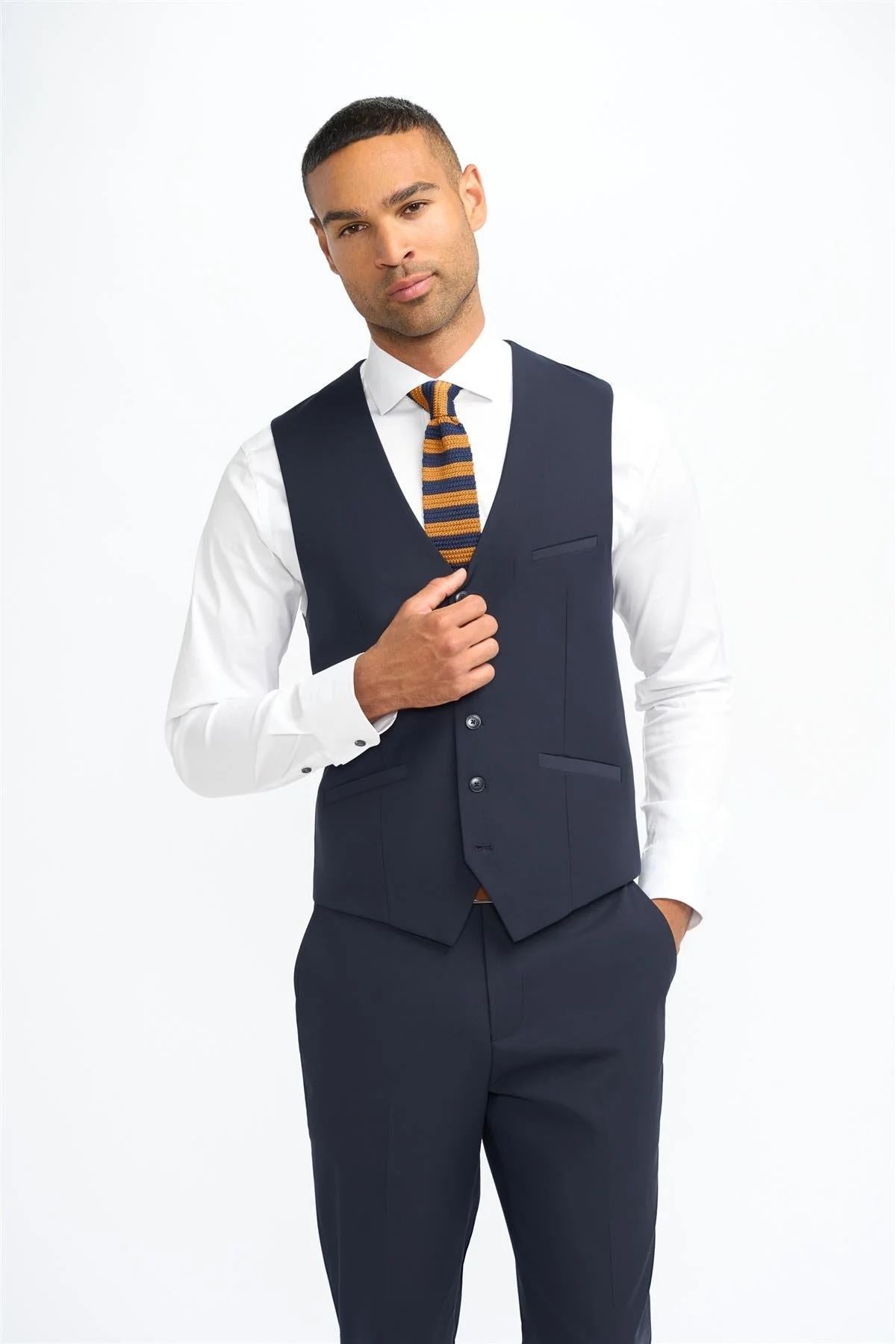Men's Suit Navy 3 Piece Tailored Fit Formal Classic Gent Dress