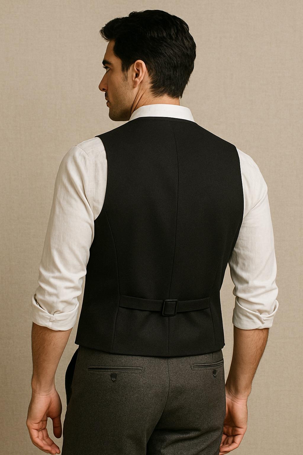 Men's Plain Black Formal Waistcoat