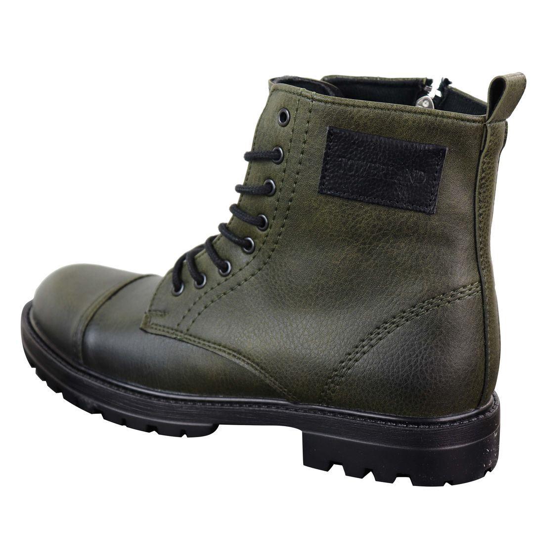 Mens Ankle Boots Military Army Laced Zip Casual Combat Vintage Classic Leather - Knighthood Store
