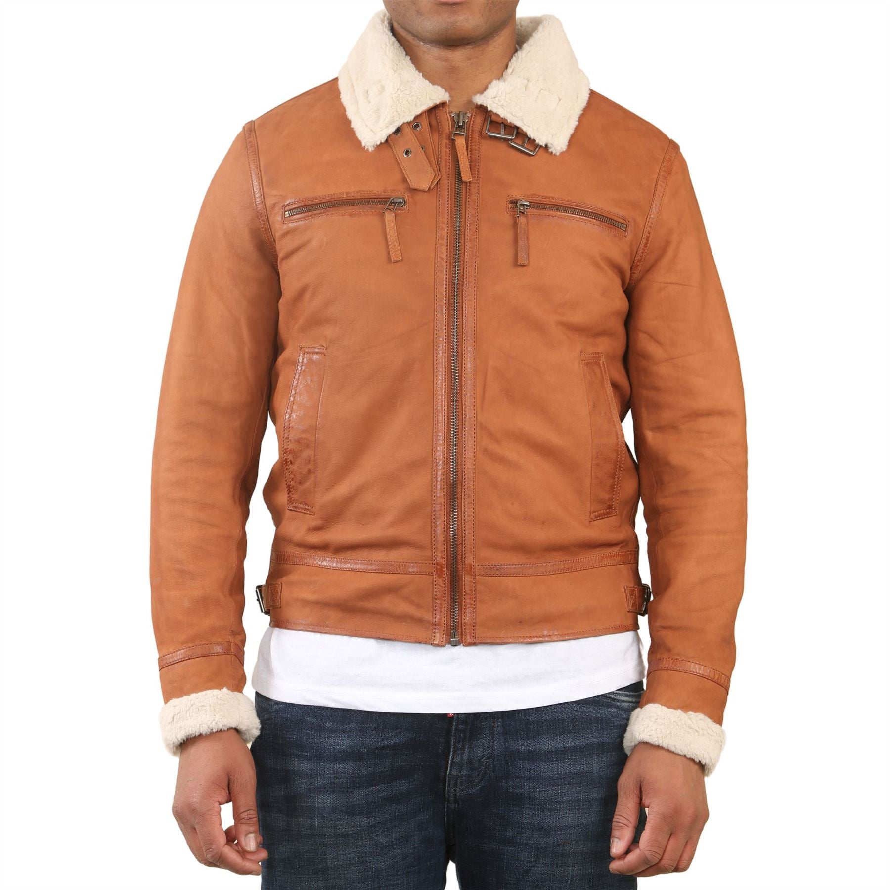 Men's Suede Pilot Aviator Leather Jacket