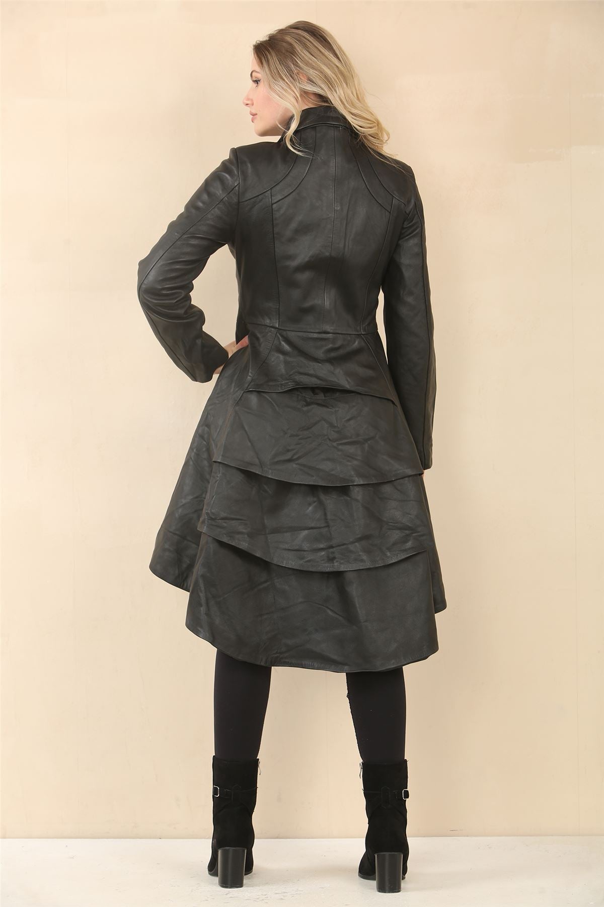 Women's Gothic Full Length Victorian Leather Coat