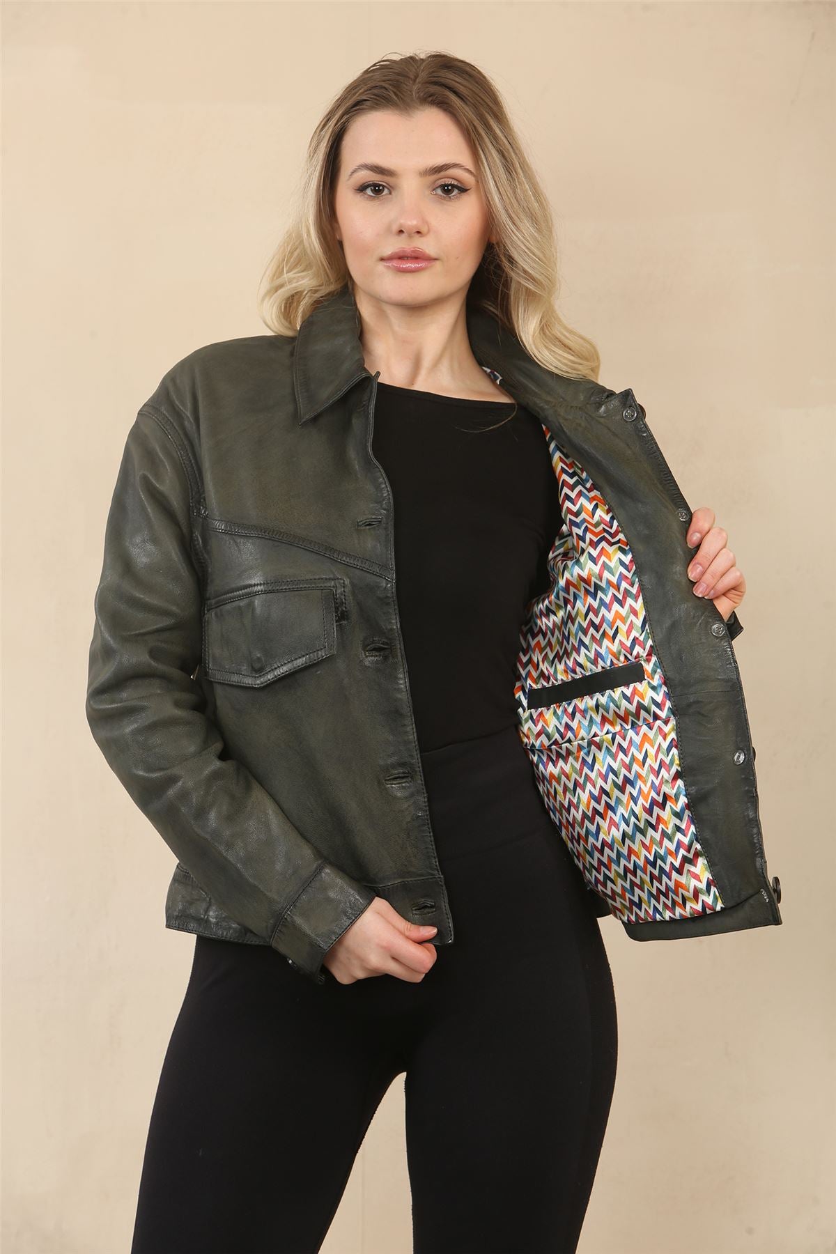 Women's Retro Classic Collar Biker Leather Jacket