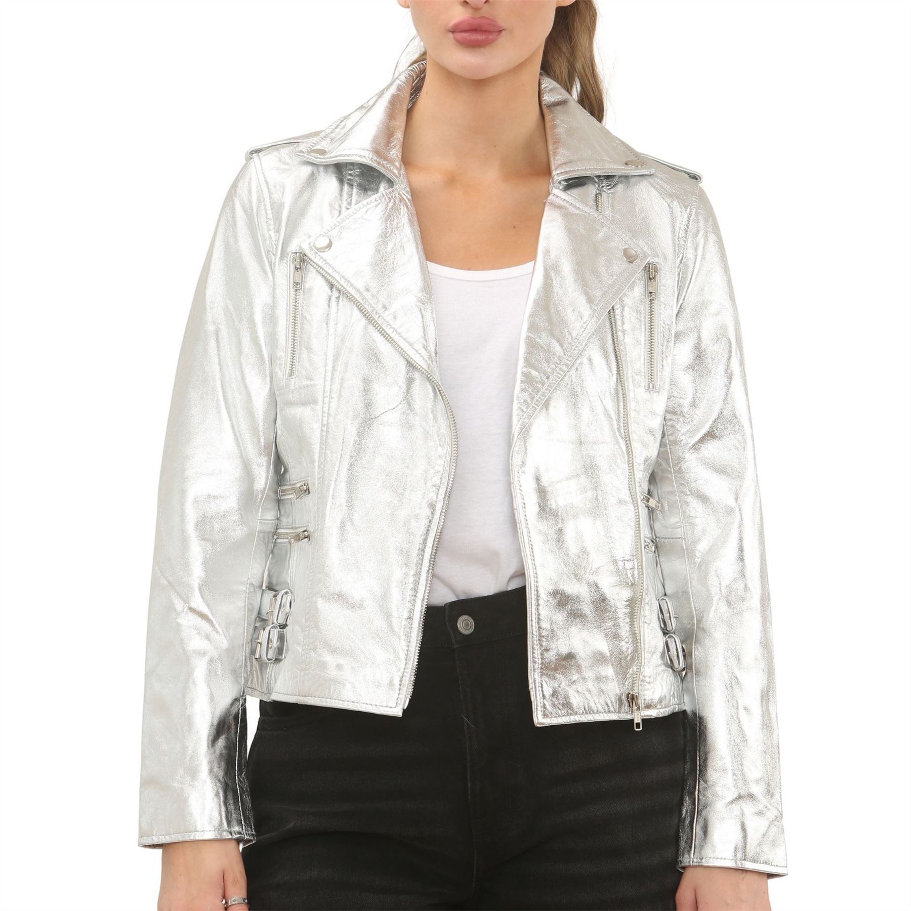 Women's Real Lamb Nappa Leather Vintage Biker Jacket