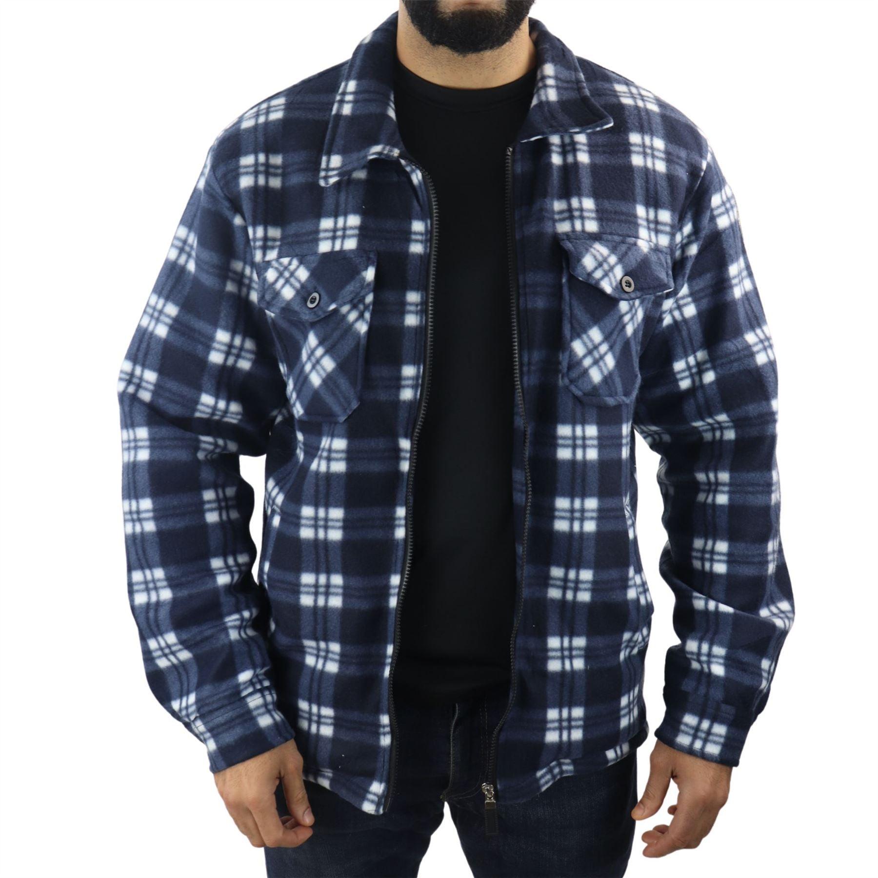Men's Jumper Thermal Fleece Fur Lined Lumberjack Zipped Check Winter Shirt - Knighthood Store