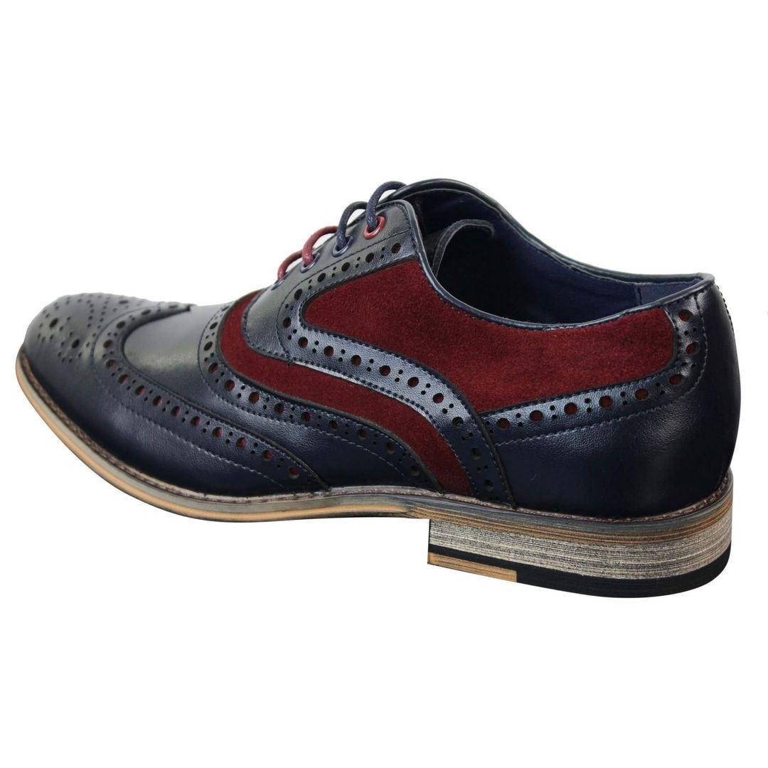 Mens Real Leather & Suede Laced Gatsby Brouges Smart Casual Designer Retro Shoes - Knighthood Store