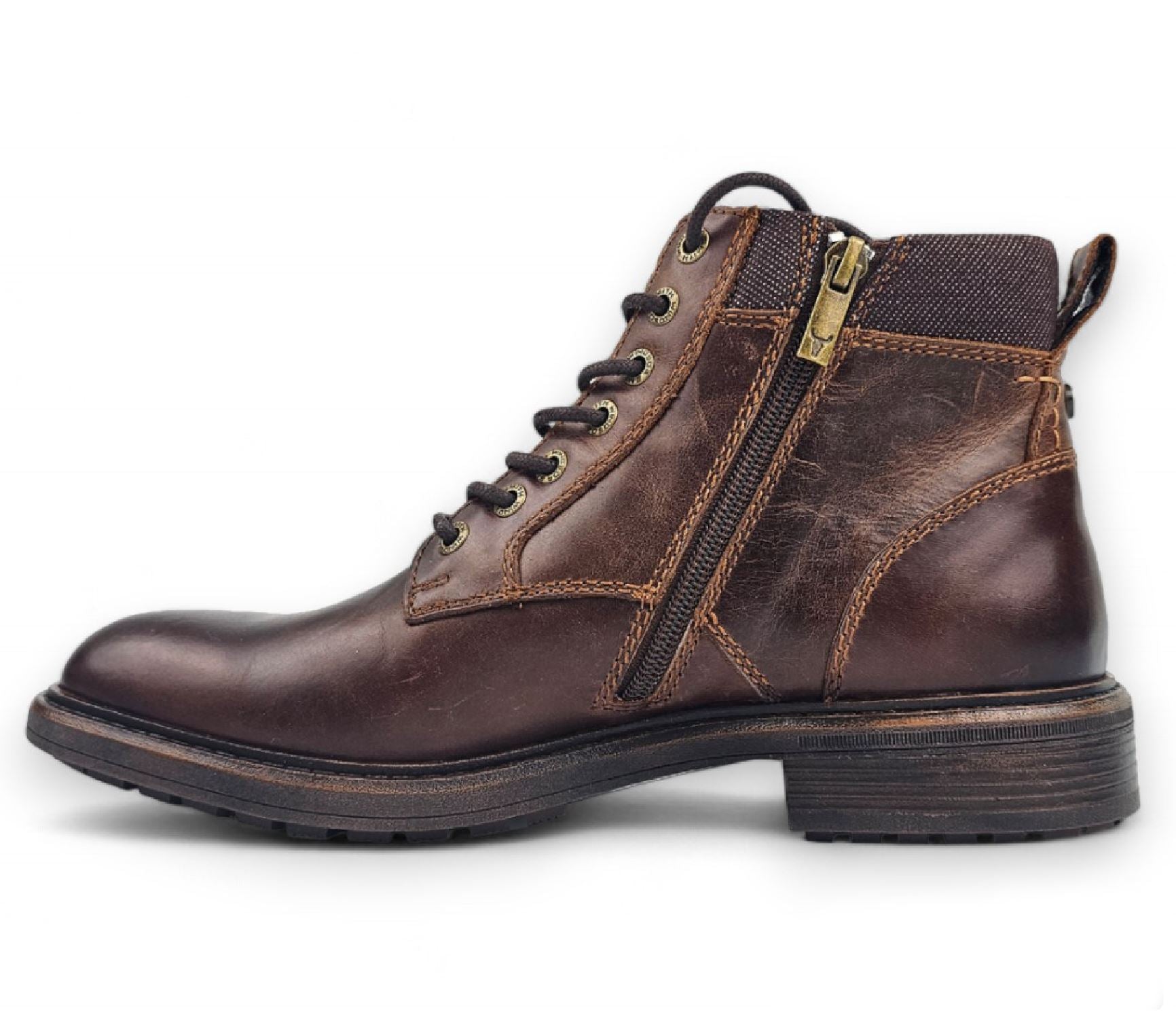 Beau - Men's Brown Lace Up Side Zip Leather Chelsea Boots