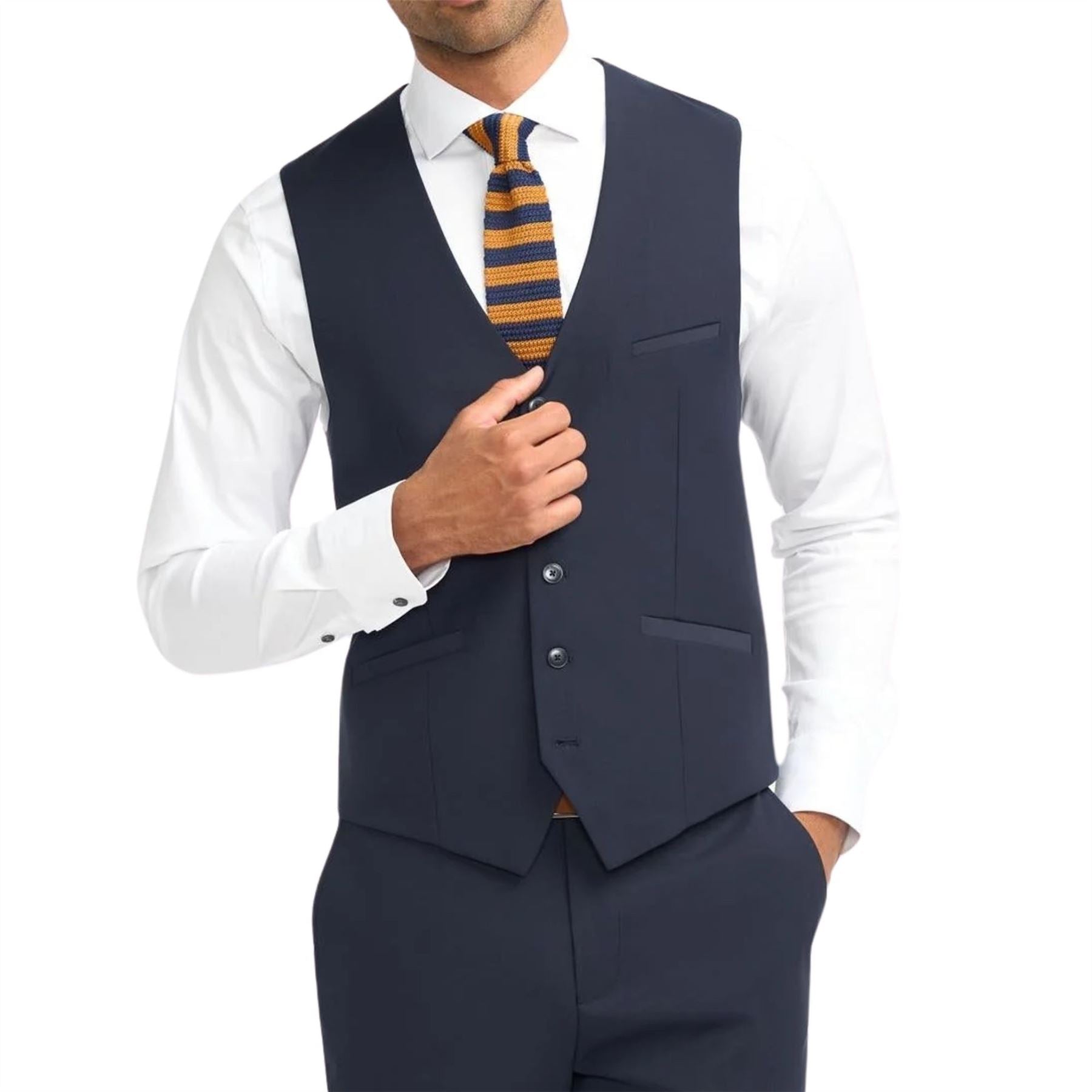 Men's Waistcoat Navy Tailored Fit Formal Vests