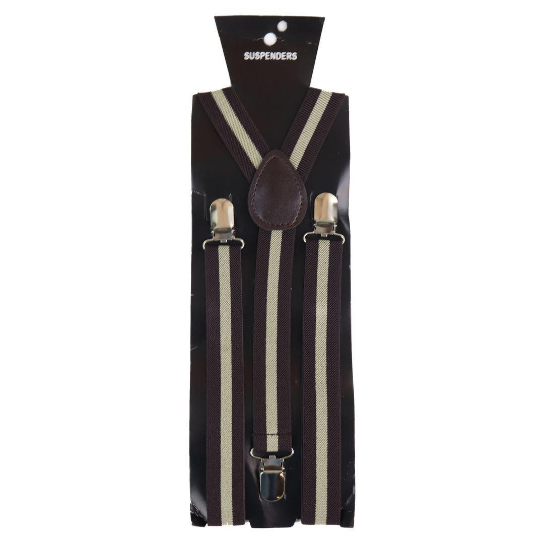 Mens Vintage Check Stripe Trouser Braces Suspenders 1920s Gatsby Peaky Blinders - Knighthood Store