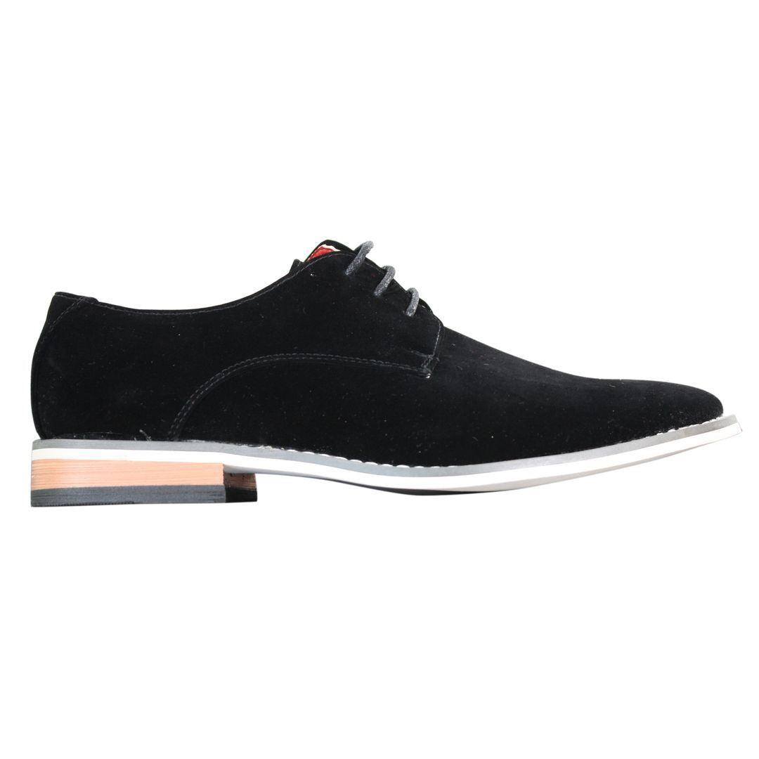 Mens Suede Smart Casual Oxford Shoes Laced Brown Black Blue - Knighthood Store
