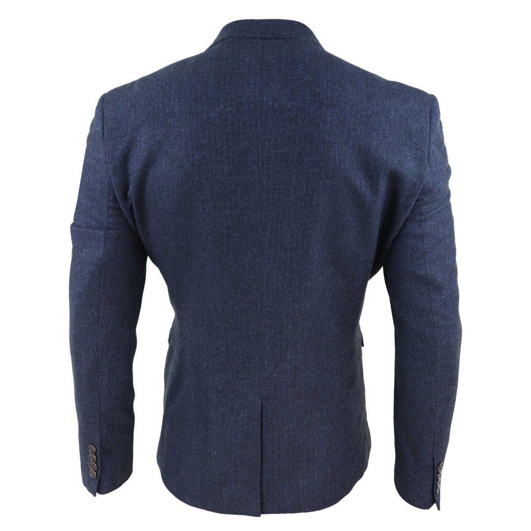 Mens Peaky Blinders Wool Herringbone Tweed Blazer Jacket Blue Brown Vintage - Knighthood Store