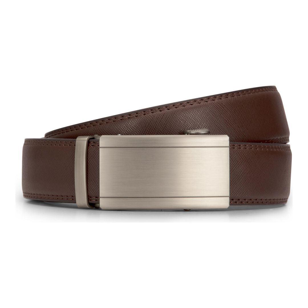 Mens Leather Belt Ratchet Trouser Jeans Dress 35MM Trim to Fit Any Size - Knighthood Store