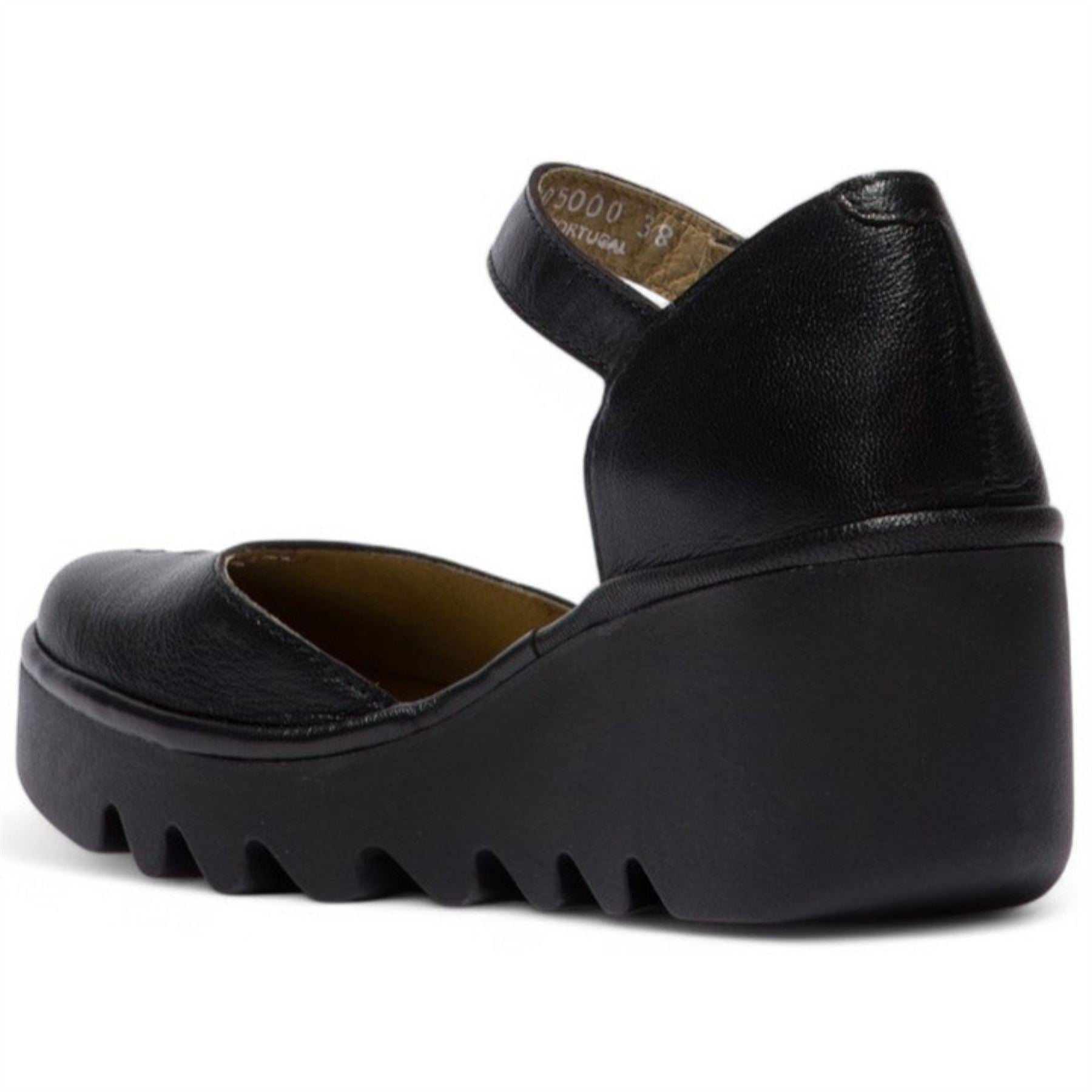 BISO305FLY - Women's Wedge Heel Closed Toe Leather Sandals