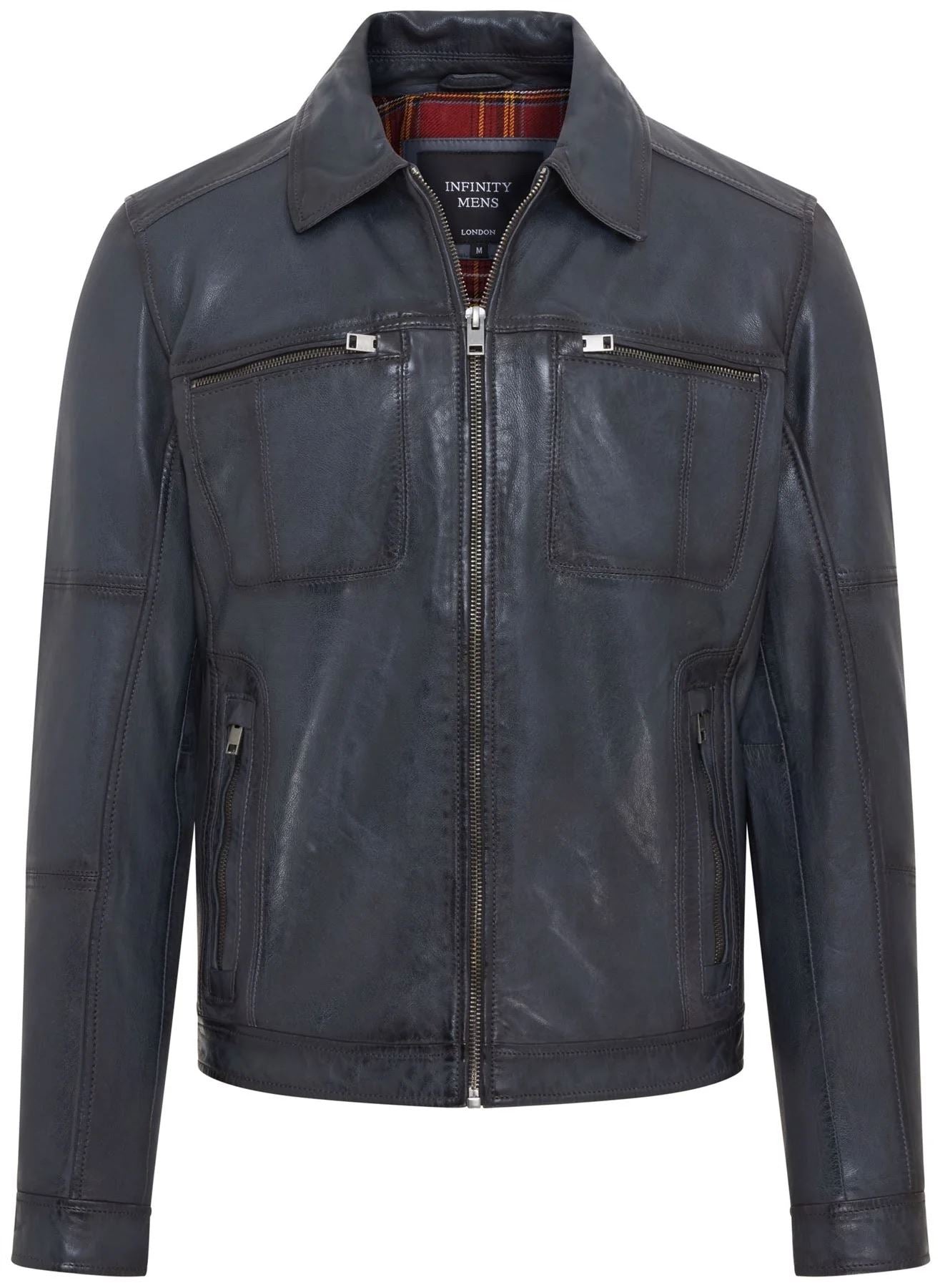 Men's Classic Collar Leather Biker Jacket