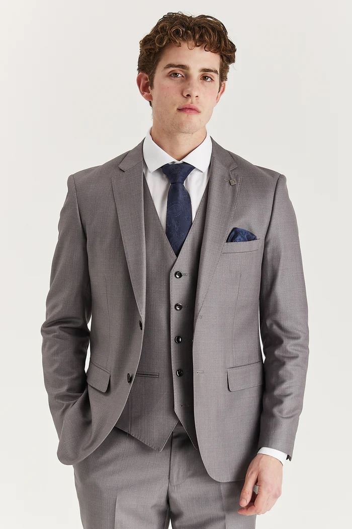 Edward - Men's Grey 3 Piece Stitch Lapel Classic Suit
