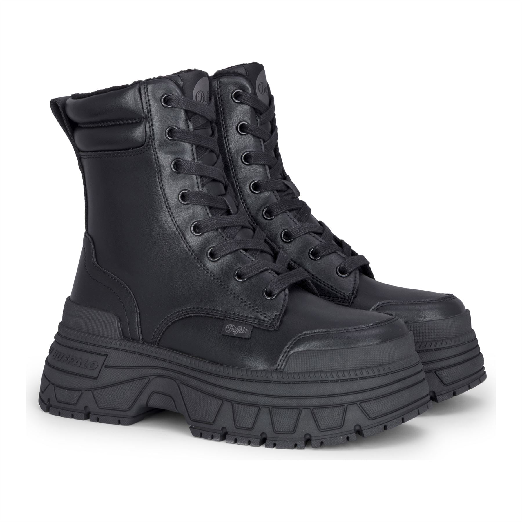 FUSION LACE UP MID - Women’s Black Mid-Ankle Platform Boots