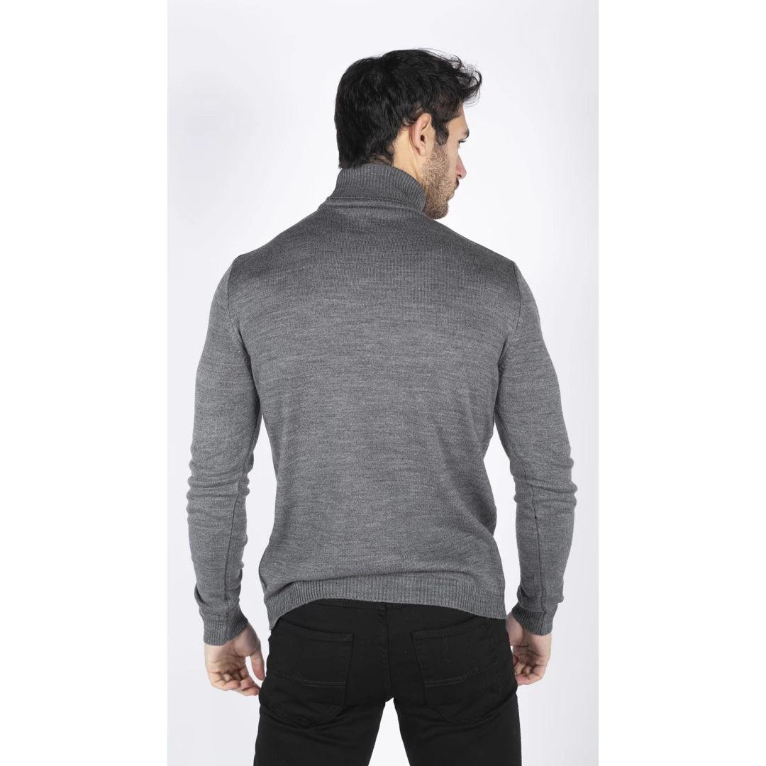 Mens Polar Neck Jumper Roll Neck High Turtle Neck Slim Fit Light Weight - Knighthood Store