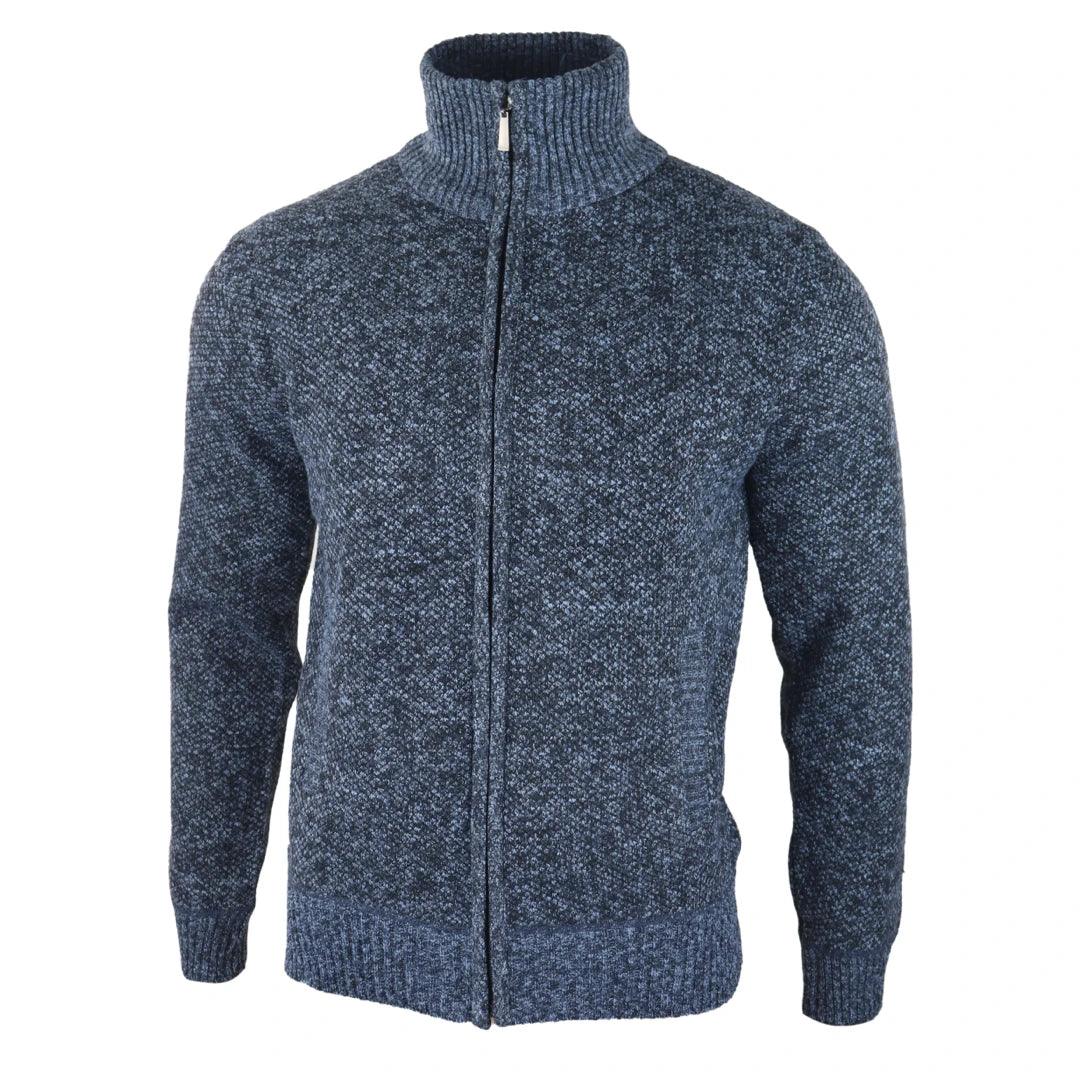 Mens Jumper Jacket Fleece Fur Lined Cardigan Knitted Warm Winter Casual Zipped - Knighthood Store