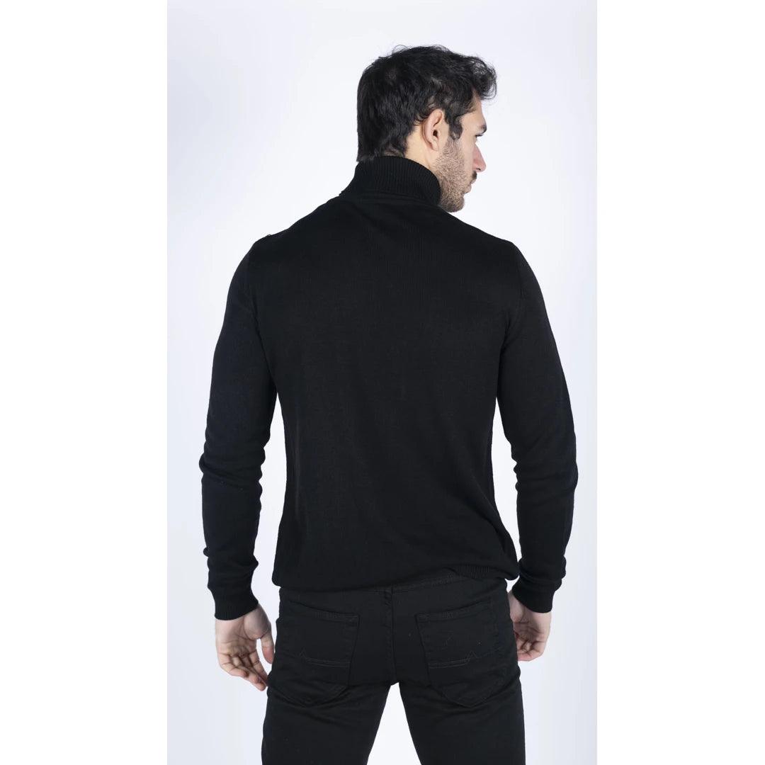 Mens Polar Neck Jumper Roll Neck High Turtle Neck Slim Fit Light Weight - Knighthood Store