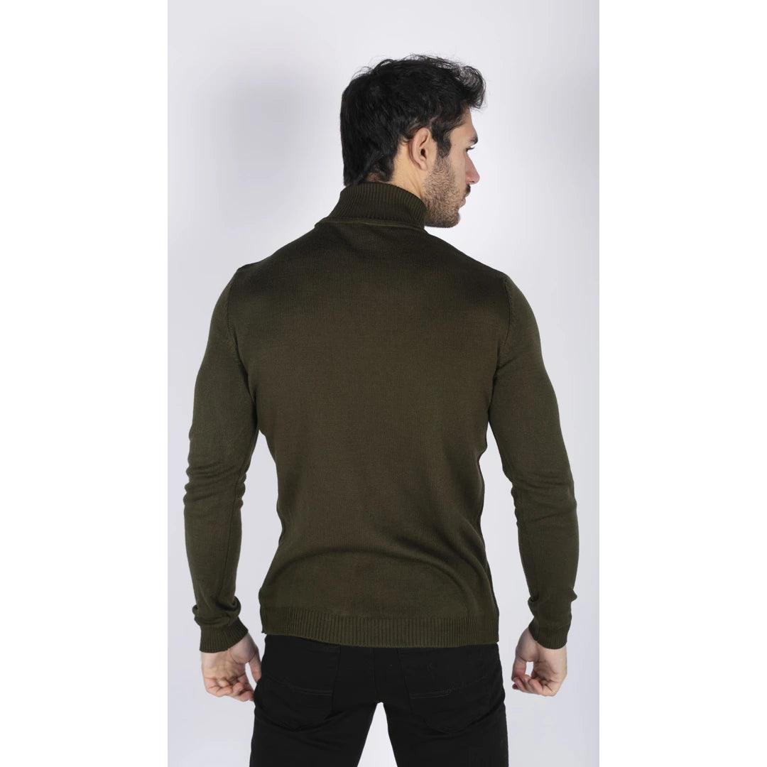 Mens Polar Neck Jumper Roll Neck High Turtle Neck Slim Fit Light Weight - Knighthood Store